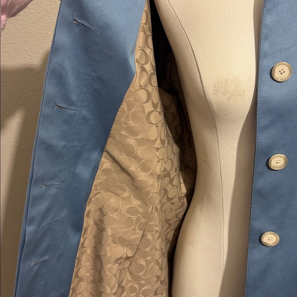 Coach Vintage Cotton Button Down Trench Coat Rain Resistant Preppy - Picture 5 of 11